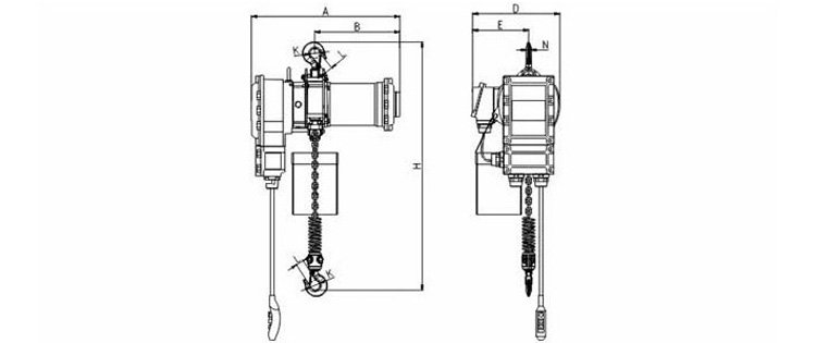 防爆環鏈葫蘆尺寸圖